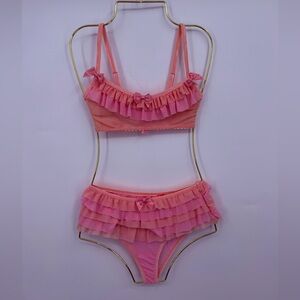 Sugar Thrillz Pink Ruffle Lingerie Set XXS Top Small Bottom Coquette